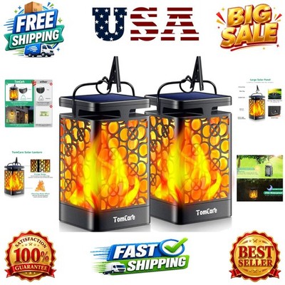 Solar Lanterns Outdoor Upgraded Flickering Flame Waterproof Hanging Lanterns ...