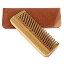 Handmade 100% Natural Green Sandalwood Wooden Comb for Men Hair, Beard, and M...