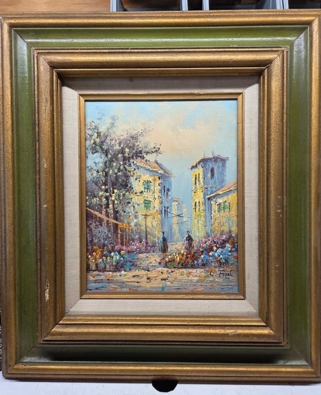 Original L. FROST Impressionist Oil On Wood Board Painting  Signed