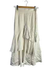 La boutique BonBon Long Skirt, Size 38, White, Solid Color, LBZ10A2301A0001