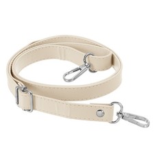 51 Inch Adjustable Leather Purse Strap with Silver Hardware Beige