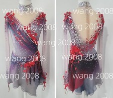 Ice Figure Skating Dress Rhythmic Gymnastics Twirling Competition gray dyeing