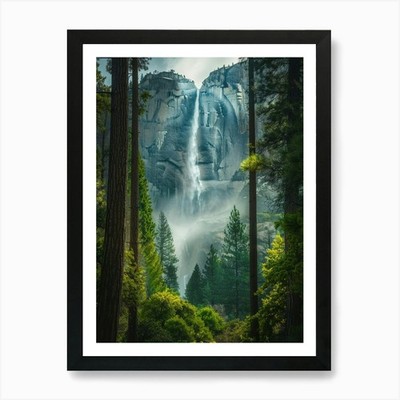 Wasserfall im Yosemite 3 Kunstdruck gerahmt Wandbild Poster Leinwanddruck Bild