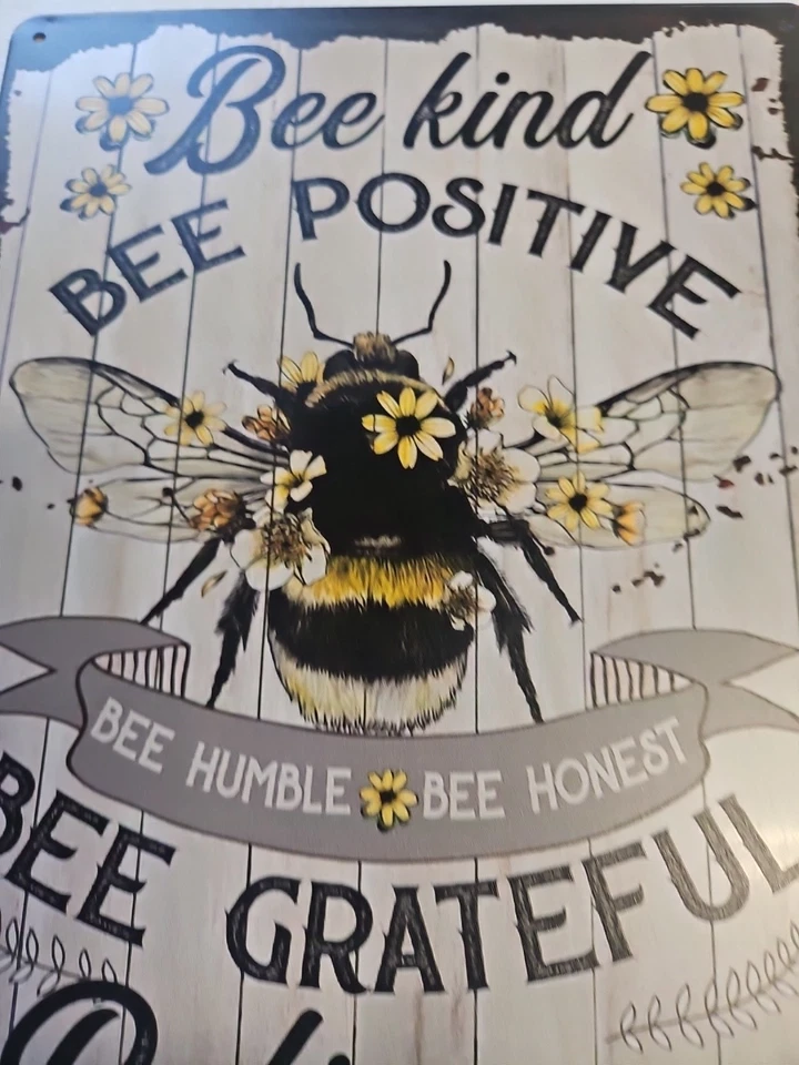 Bee Kind Bee Positive Metal Wall Sign Farmhouse Rustic Bee Decor Inspirational - Image 4 of 4