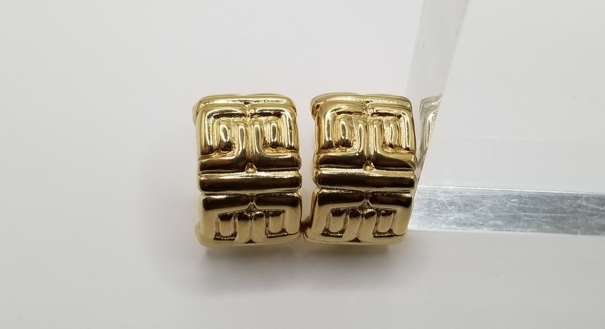Vintage Givenchy Paris New York Logo Hoop Gold Tone Clip on Earrings thumbnail 4
