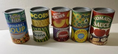 Melissa & Doug Pretend Play Food Cans Lot (10) Cherries Tuna Mushrooms Corn Soup
