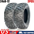 Set of 2 AT24X8-12 Heavy Duty 6 Ply Tubeless All-Terrain ATV/UTV Tires 24x8x12