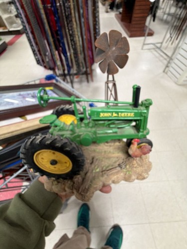 Vintage 1999 John Deere Tractor Figurine with Windmill