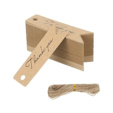 100Pcs Blank Gift Tags with String 2.8x0.8" Mini Thank You Kraft Tags Brown