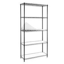 Black 5-Tier Heavy Duty Metal Wire Garage Storage Shelving Unit 1 In. Pole (36 I