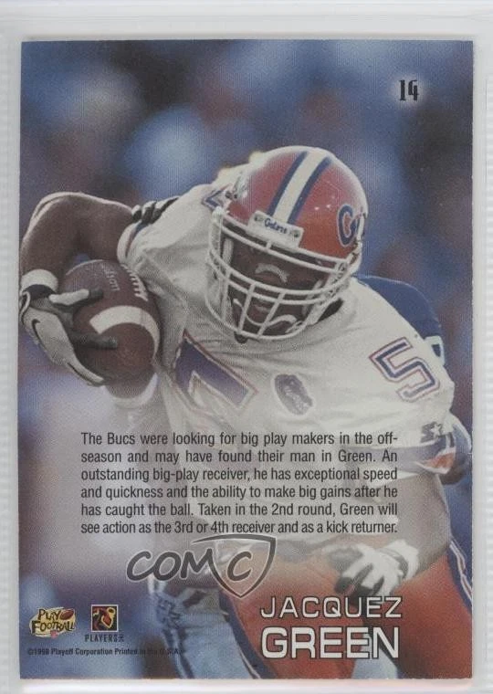 1998 Playoff Absolute SSD Draft Picks Jacquez Green #14 Rookie RC - Image 2 of 2