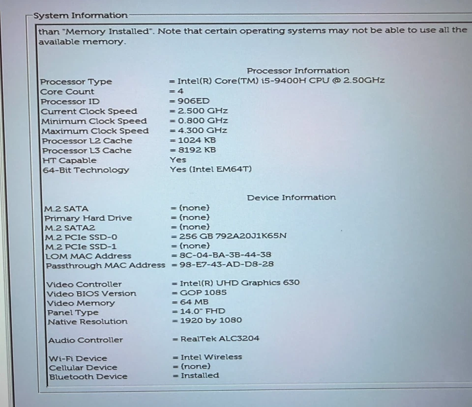 Dell Latitude 5401 · i5-9400H · 8GB · 256GB, Foto 3 von 5