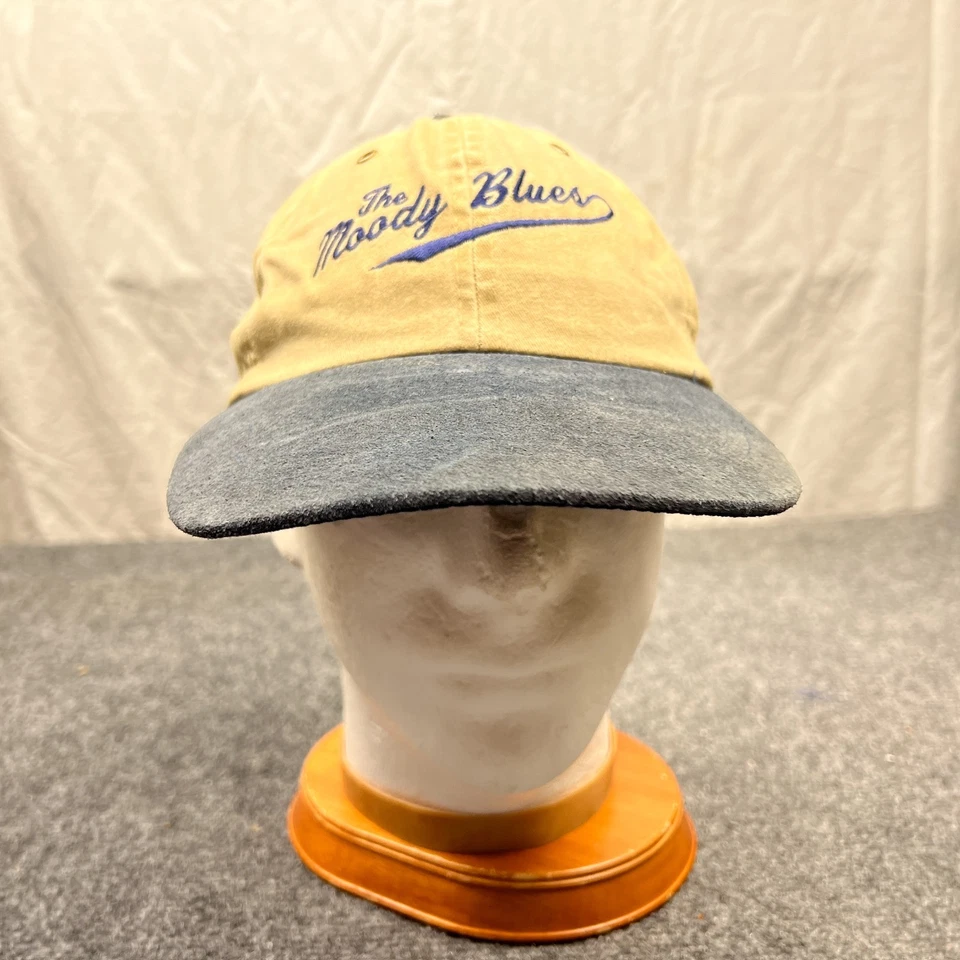 Vintage Mega Cap The Moody Blues Band Adult Adjustable Beige Blue Casual Hat - Image 2 of 4