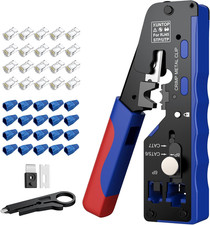 Pass through RJ45 Crimp Tool Kit for Cat5 Cat6 Cat6A Cat7 All-In-One RJ45 Crimp