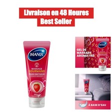 Manix Gourmand Gel de Massage Lubrifiant à l'Eau 200 ml Arôme Fraise