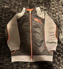 PUMA Boys Full Zip Track Jacket 18M Black Gray Orange Polyester Knit