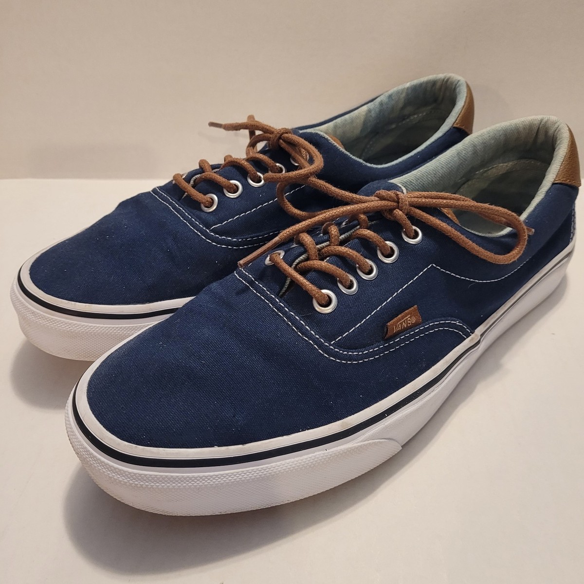 VANS OFF THE WALL SHOES Navy Brown Lace Up Sneakers 751505 Mens