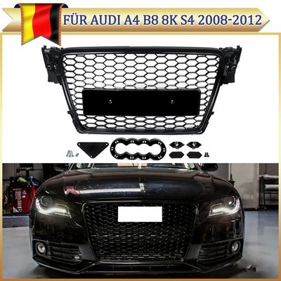 Waben Grill für Audi A4 B8 8K S4 2008-2012 Hochglänz Schwarz Kühlergrill Optik