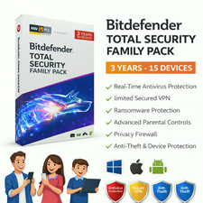Bitdefender Family Pack 2026 - 3 Years 15 Devices WINDOWS,MAC,ANDROID
