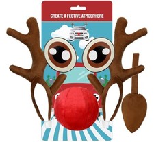 New Christmas Car Reindeer Antler with Ears - Cute Rudolph Reindeer and Red