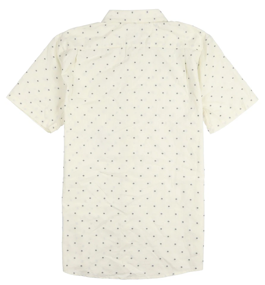 VOLCOM Stonemarcos Short Sleeve Button Down Shirt sz M Medium Beige Of White - Image 2 of 4