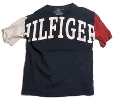 Tommy Hilfiger Blue V Neck T Shirt Boys Size Small 8-10 GUC
