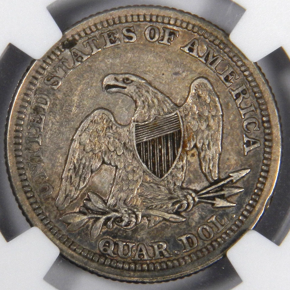 1860 SEATED QUARTER ~ NGC AU50 ~ NICE AND ORIGINAL! - Image 3 of 4