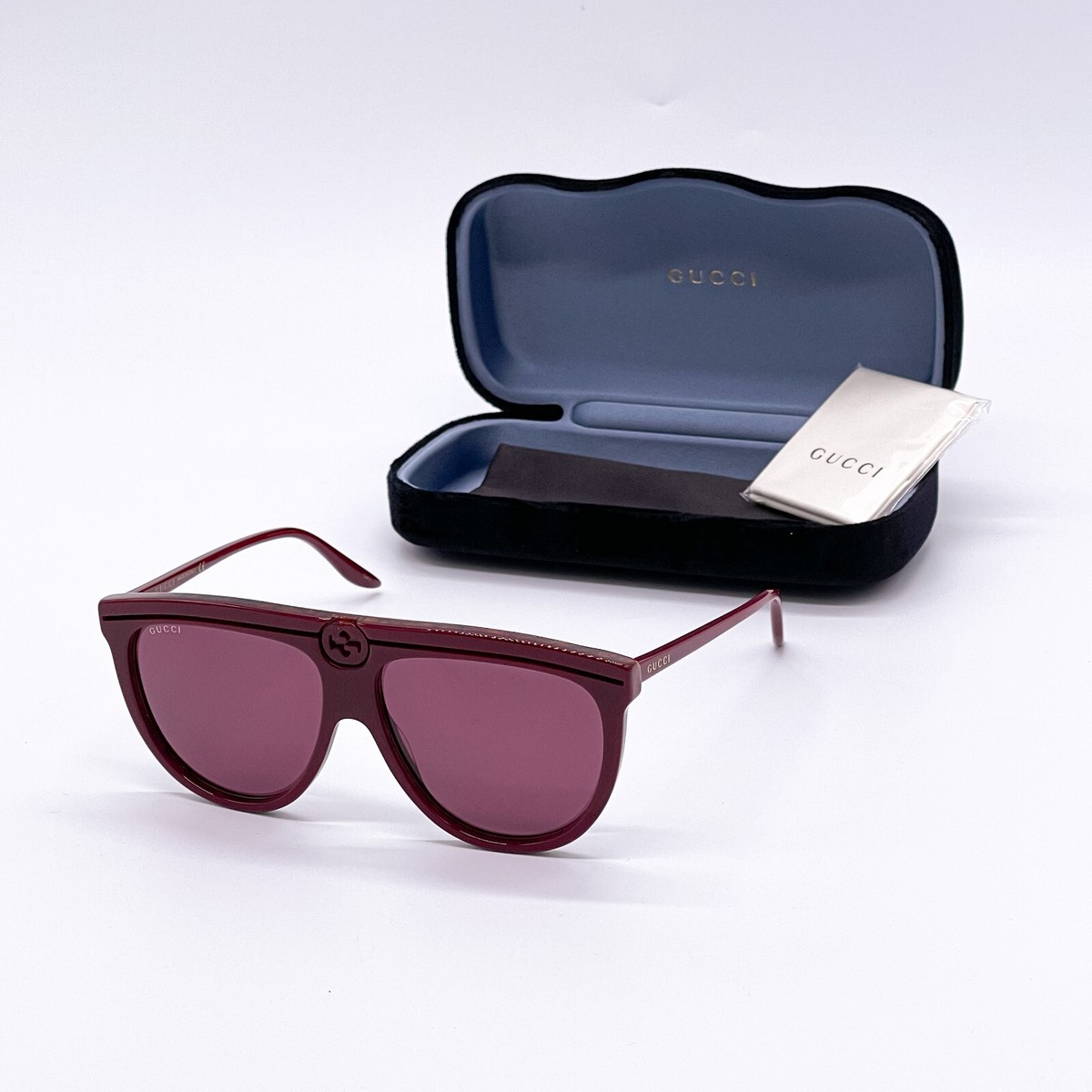 NEW GUCCI SUNGLASSES GG0732S 003 UNISEX SHIELD BURGUNDY  display picture 1