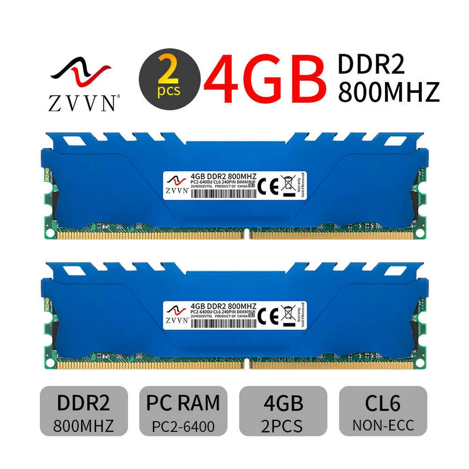 16Go 8Go 4Go DDR2 800MHz PC2-6400U 240Pin DIMM intel Desktop Mémoire RAM LOT FR - Photo 4/4