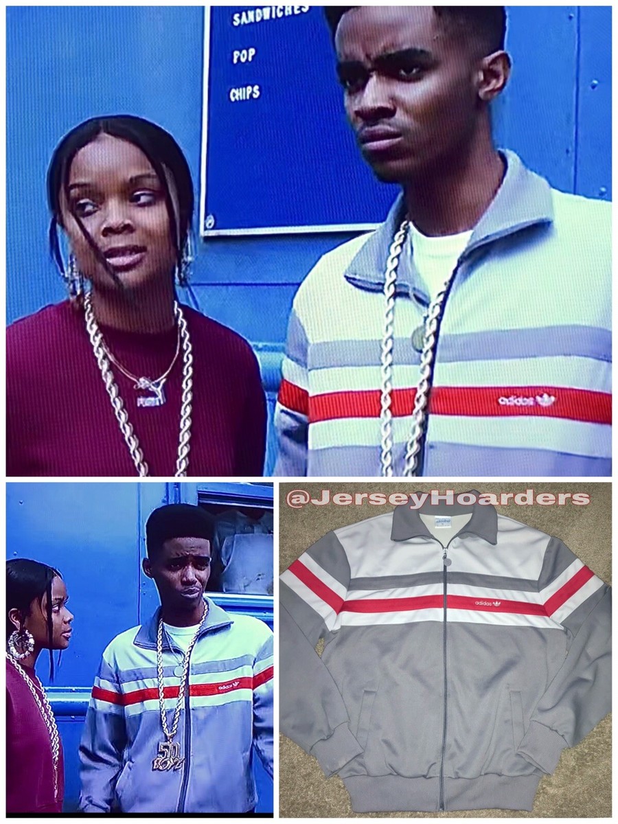 VINTAGE 80's ADIDAS OG BMF (GRY/ RED) STONE BURGER TRACK JACKET XL