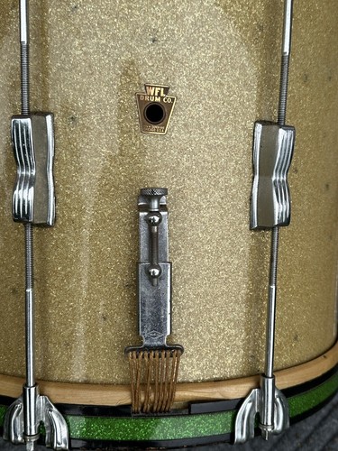 Vintage WFL LUDWIG 12x15 Parade Marching Snare Drum Mahogany 3PLY Silver Sparkle - Picture 6 of 24