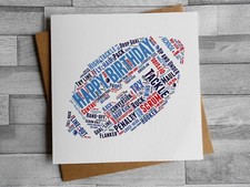 Happy Birthday Rugby sport red blue Home Nations Blank England Scotland Card  