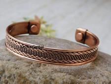 Solid Copper Twisted Bracelet Arthritis Pain Therapy Energy Cuff Unisex Bangle,