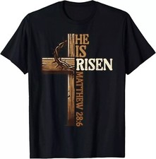 Easter Cross He Is Risen Jesus Christian Men Women Kid Youth T-Shirt
