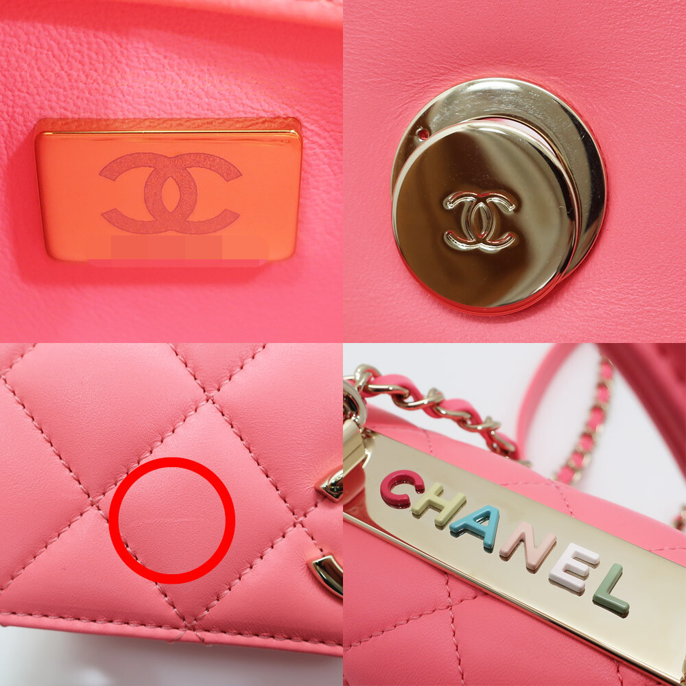 【キュートな指先のピンクロゴ】CHANEL 手袋 CHANEL CC handle pink matelasse CCmark colorful plate