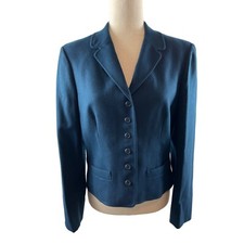 Vintage Young Pendleton Pure Virgin Wool Button Up Blazer Jacket Blue Size 11/12