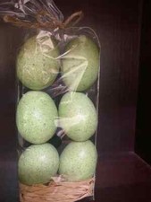 NEW Pottery Barn Set 6 Easter Spring Speckled Robin Eggs Vase Filler Green NWT