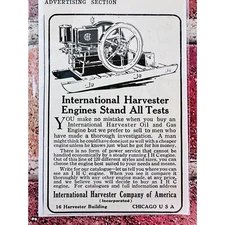1914 International Harvester Engines - Original Antique Vtg PRINT AD