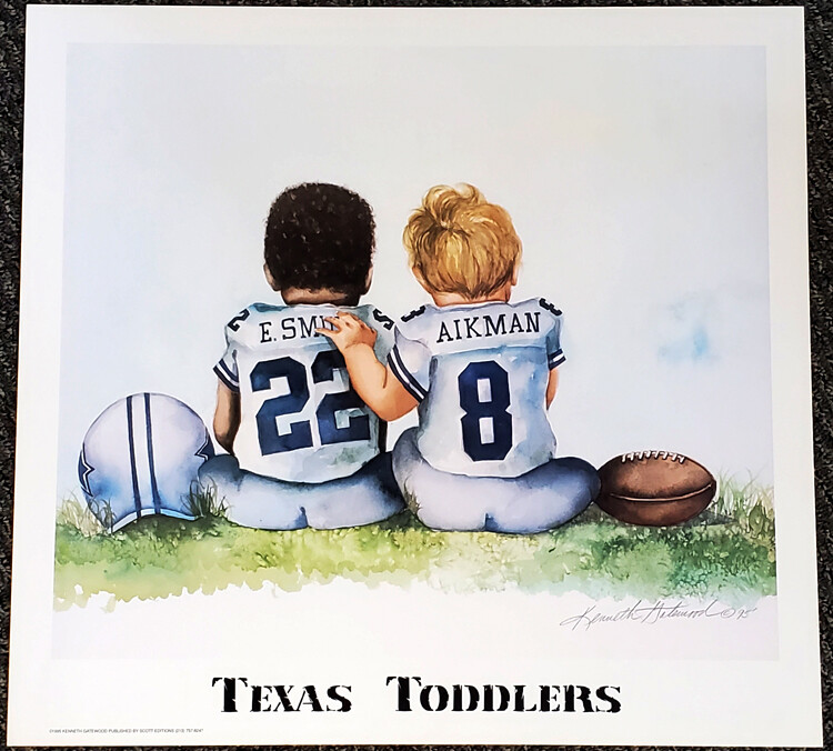 TEXAS TODDLERS Emmitt Smith Troy Aikman Kenneth Gatewood Art 18x20