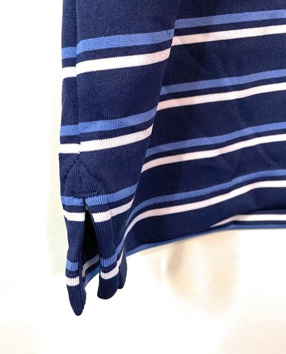 Callaway Mens Performance Golf Shirt  XXL Peacoat Blue Striped, UPF 15 New - Picture 4 of 6