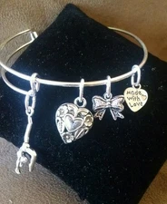 Expandable Silver Colored Handmade Wire Bangle Charm Bracelet GYMNASTICS/GYMNAST