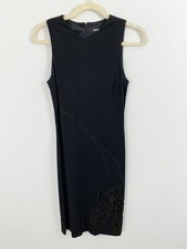 Rimini by Shaw Size 8 Black Sheath Stretch Dress V Neck Sleeveless Rayon Blend