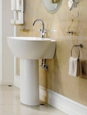 Bathroom Pedestal Sink - Single Wall Mount Pedestal Sink - Modern Sink -Varazze