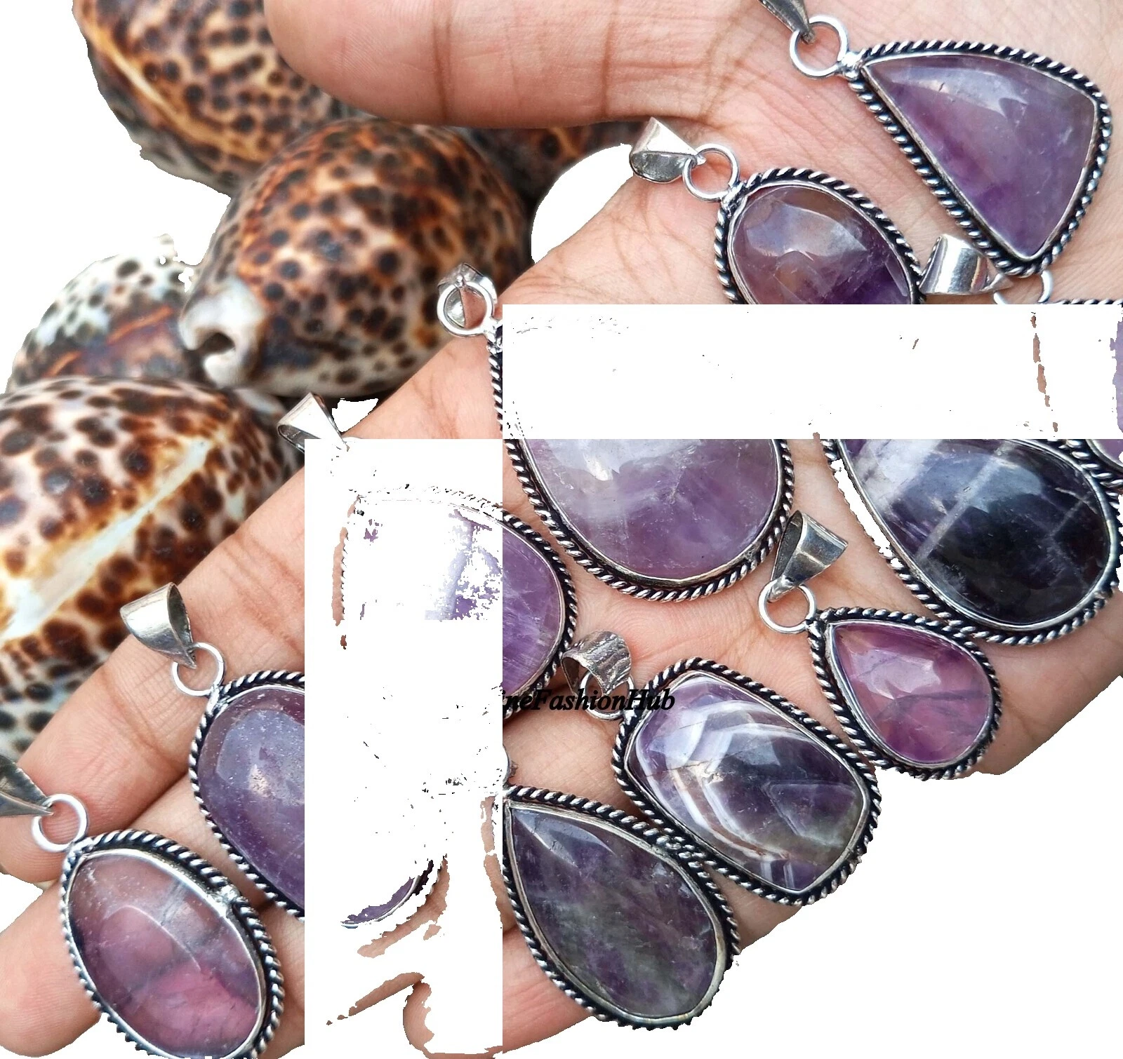 Glass Silver Plated Amethyst Fashion Necklaces & Pendants