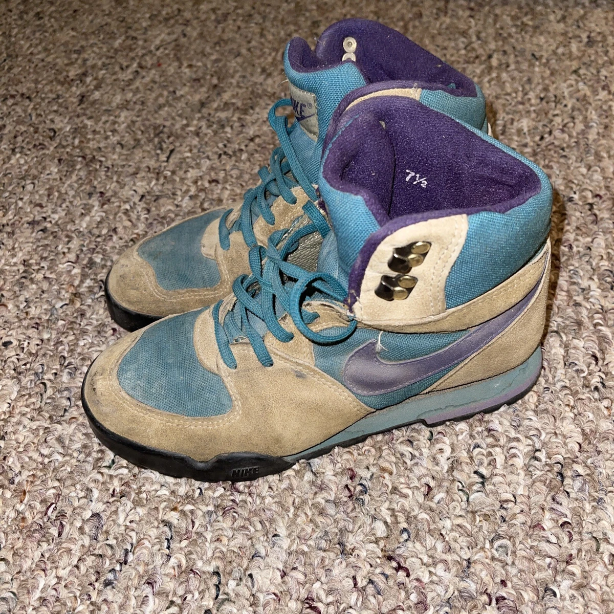 Vintage Nike hiking boots sneakers size 7.5 green khaki purple eBay