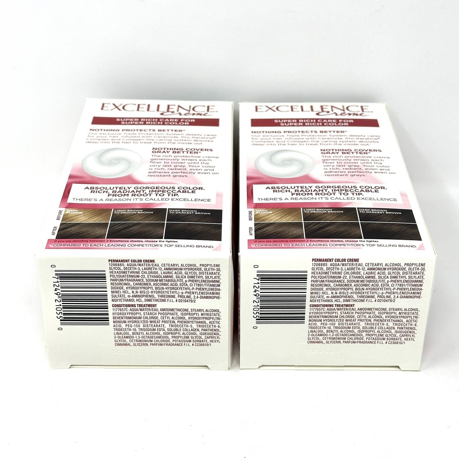 2 PACK- Loreal Paris Excellence Creme Permanent Hair Color Dye #5 MEDIUM BROWN