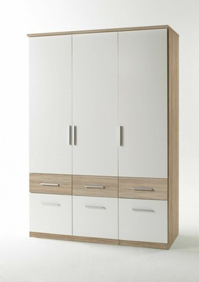 Kleiderschrank Box Eiche Sonoma Nb Weiss 3 Turig 6 Schubladen Drehturenschrank Ebay