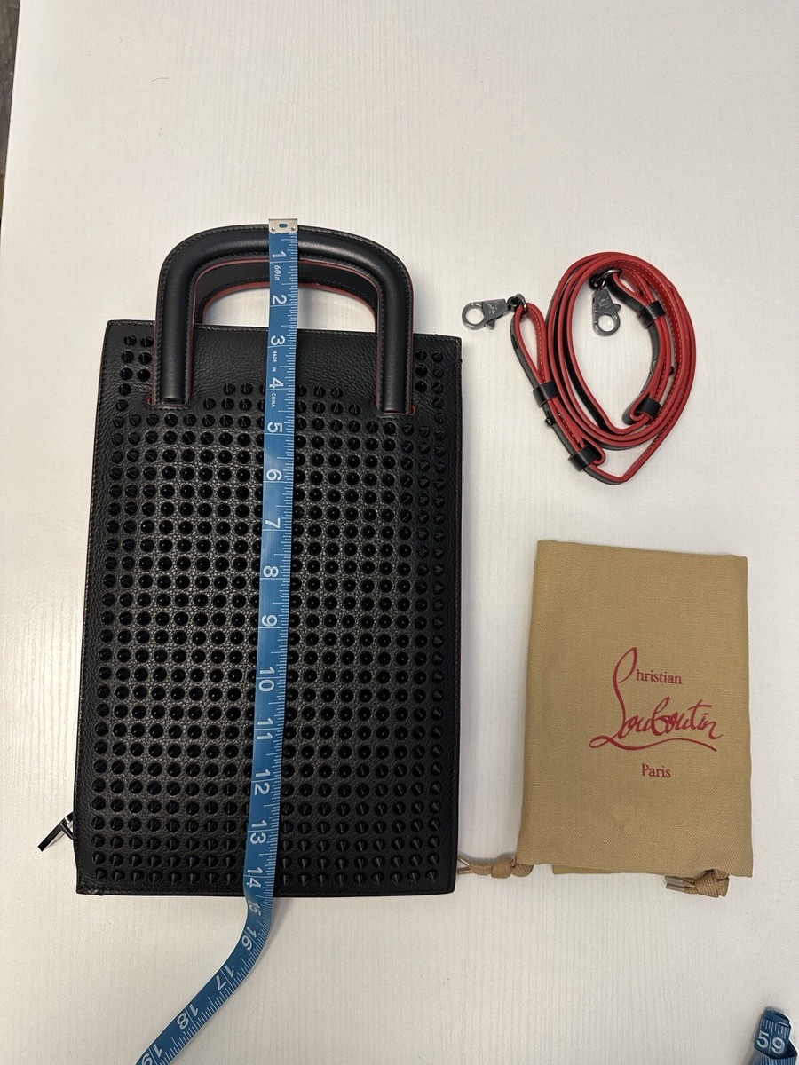 NEW Christian Louboutin Trictrac Portfolio Bag Black Leather and
