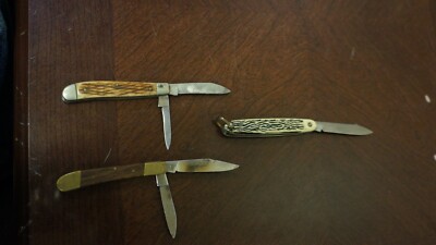 LOT OF 3 POCKET KNIVES-2 BLADE AND SINGLE BLADE BRAZIL-CHINA