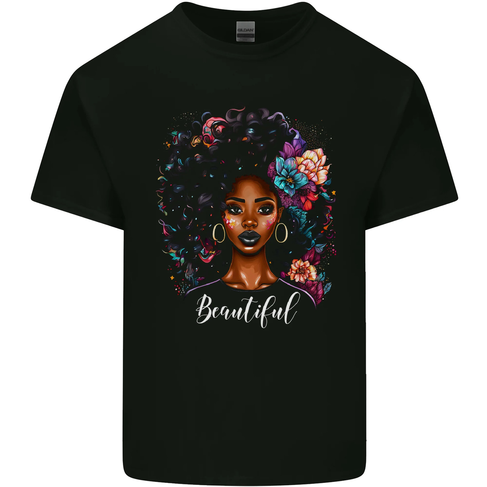 Hermosa Mujer Negra Africana Camiseta De Algodón Para Hombre